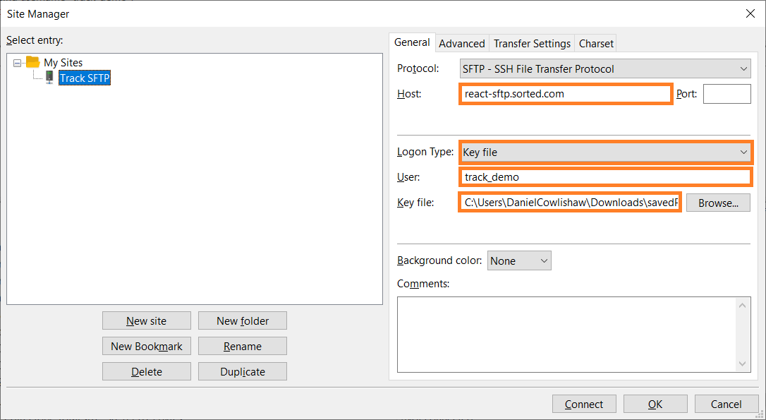 Filezilla set up